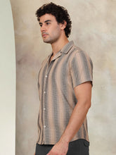 Striped Half Sleeve Cotton Shirt for Men-SF-931Beige